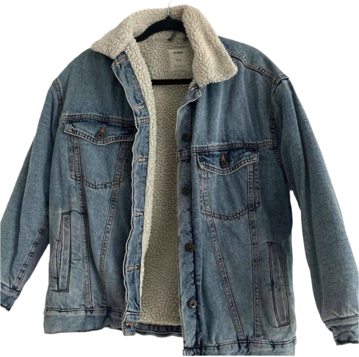 Cotton On Sherpa-Lined Denim Jacket – Size XS