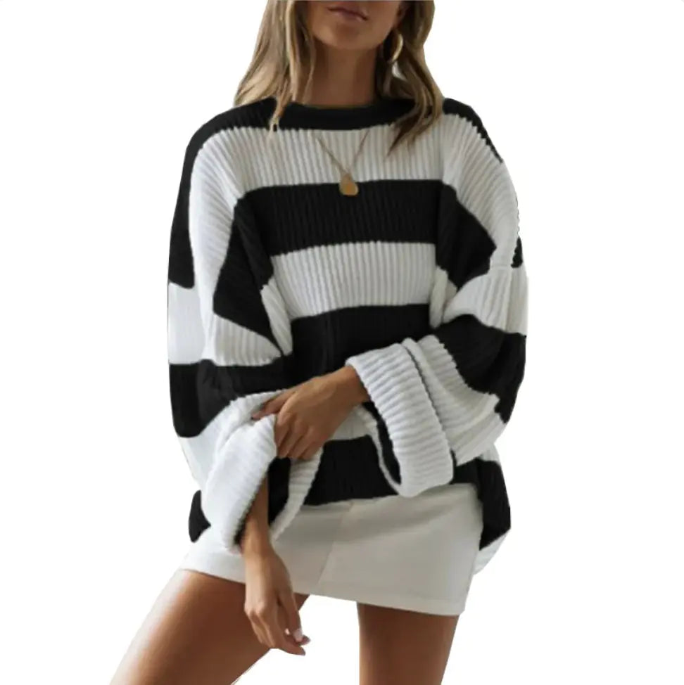 Women's Striped Color-block Sweater