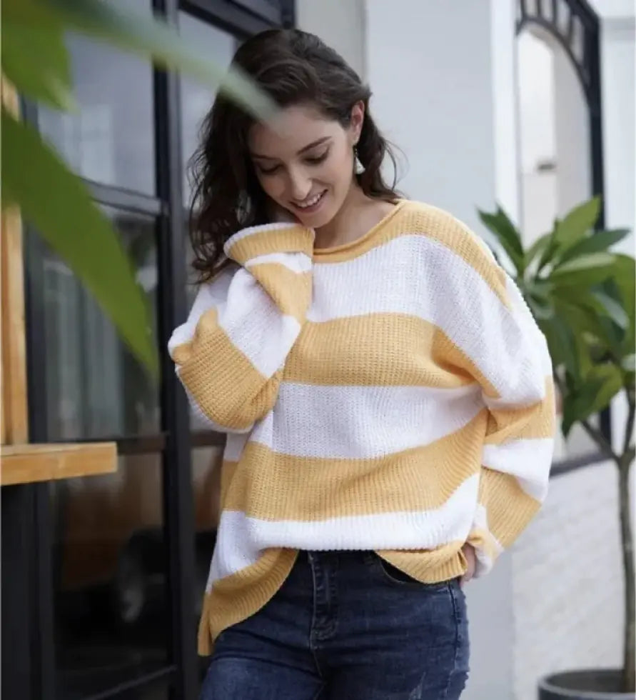 Women's Striped Color-block Sweater