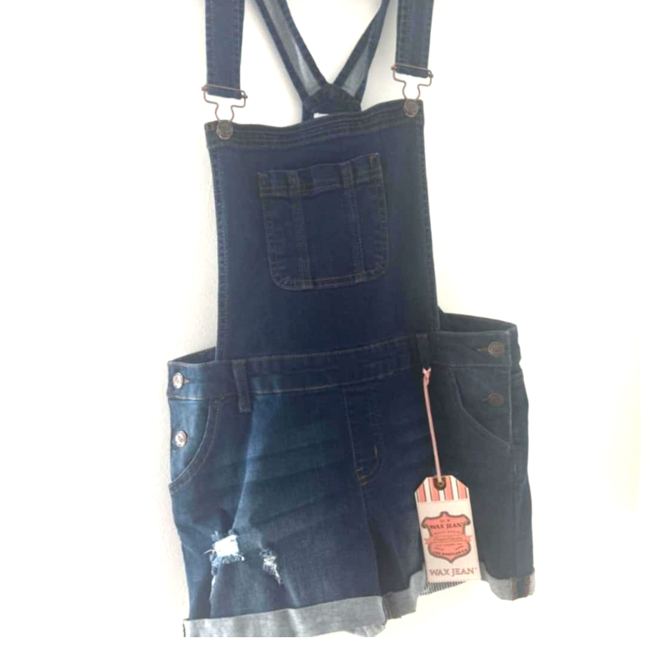 Wax Jean Blue Denim Overall Shorts – Size M