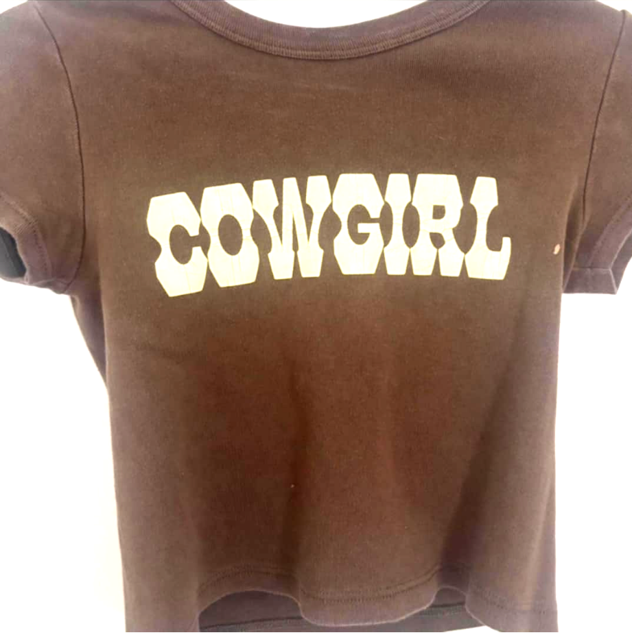 Brandy Melville "Cowgirl" Graphic Baby Tee – Size Small/One Size