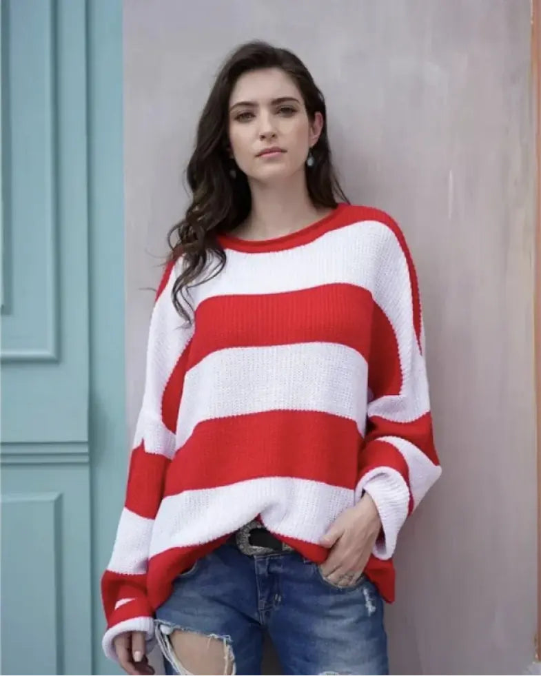 Women's Striped Color-block Sweater